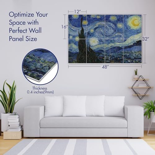PINWELIFE® Masterpiece Acoustic Art Panels, 8-Pack 12"×16" Sound Absorbing Panels, Decorative Acoustic Wall Art, Noise and Echo Cancelling for Home Studio/Office, Nano Tape Included