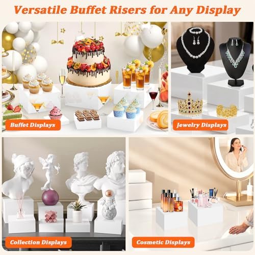 8 PCS Acrylic Buffet Risers Set, White