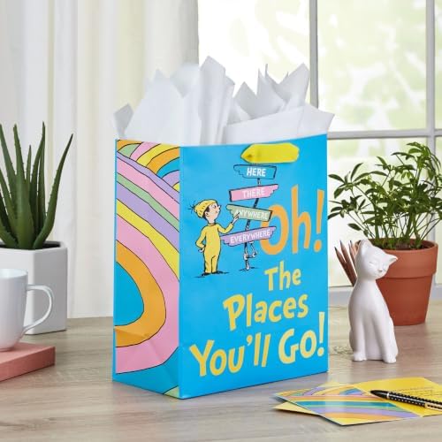Hallmark Large Graduation Gift Bag with Card (Oh, the Places You'll Go!)