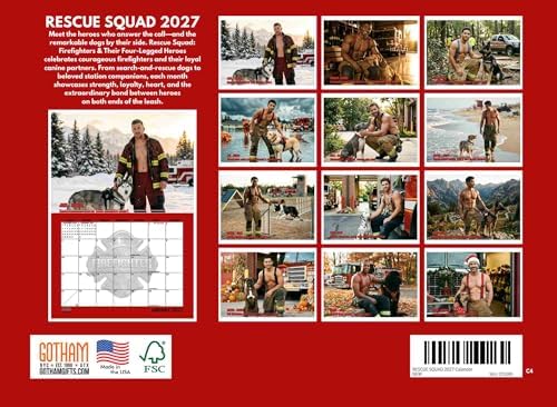 Sexy Firefighter Dog Fire Rescue Dogs Calendar 2027 Monthly Wall | American Made In The USA