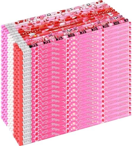 240 Pcs Valentine Pencils Bulk with Erasers, 12 Unique Heart Themed Design for Valentine Goodies Prize Gift Favor Party Supplies