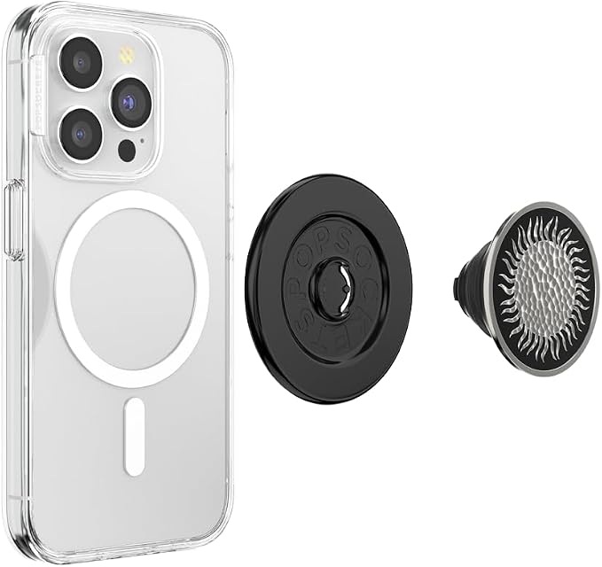 PopSockets Phone Grip for MagSafe, Magnetic Holder- Hammered Sun Black | Removable, For Kindle / Android / iPhone, With Magnet, Black, Electronic Accessories, For iPad/Kindle/iPhone/Android