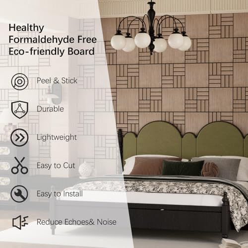 4 Packs Acoustic Wall Panels - Self-Adhesive 3D Wood Slat Wall Panel- Peel and Stick Sound Absorbing Panels for Noise Reducing - Feature Wall Decor for Home & Office
