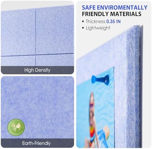 MaxGear Felt Bulletin Board 48" x 36", Light Blue Felt Wall Tile Wall Decor