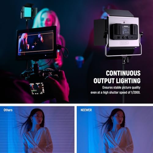 NEEWER Upgraded RGB LED Studio Video Light with Tripod Stand, App Control 50W 7000Lx CRI97+ 3200-5600K Dimmable Panel Key Lighting Kit for Game Streaming YouTube Recording Photography, RGB660 PRO II