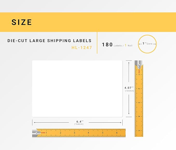 HOUSELABELS Compatible with DK-1247 Replacement Roll for Brother QL Label Printers; 180 Large Shipping Labels; 4.07" x 6.4" (103mm*163mm) - 32 Rolls