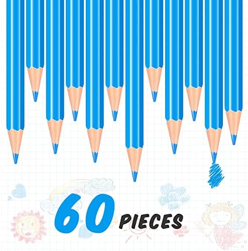 Tatuo 60 Pcs Pencils Pre Sharpened Checking Pencils with Eraser Erasable Colored Pen for Map Coloring Tests Sketch School Office Editing Kids Adults Favors Grading(Blue)