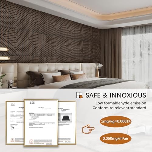 4 Packs Acoustic Wall Panels - Self-Adhesive 3D Wood Slat Wall Panel- Peel and Stick Sound Absorbing Panels for Noise Reducing - Feature Wall Decor for Home & Office