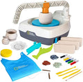 National Geographic Deluxe Pottery Wheel Complete Starter Kit for Kids | Plug-In Motor, 3 Lbs. Air-Dry Clay, Patented Arm Tool, Sculpting Tools, Gemstone Chips, Paints, Creative Birthday Gift