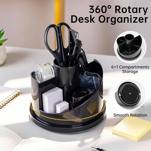 deli Office Supplies Set, Desk Accessory Organizer Kit, Black