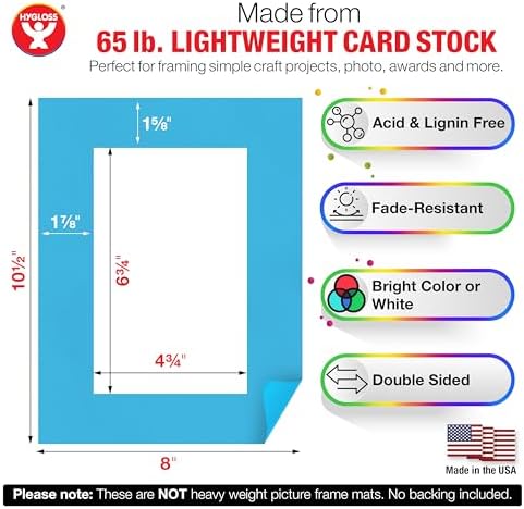 Hygloss 96 Pack Paper Picture Frames, Colorful cardstock Photo Frame 8x10.5-Inch, Paper Frames to Decorate for Wedding Birthday DIY Classroom Crafts and Decorations