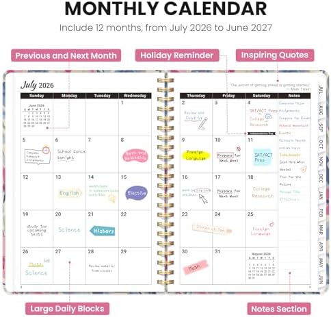 ZOTIA Planner 2026-2027 Jul 2026-Jun 2027 Academic Monthly & Weekly Planner