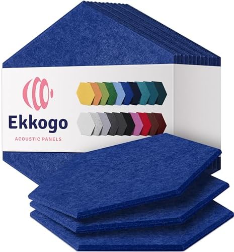 Acoustic Panels 12-Pack Soundproof Wall Panels 12"X10.4"X0.4" Sound Panels High Density Sound Dampening Panels - [Admiral Blue Hexagon]