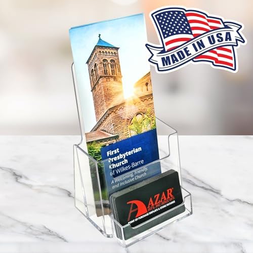 Azar Displays 252922-25PK Counter Trifold Brochure Holder with Business Card Pocket, 25-Pack