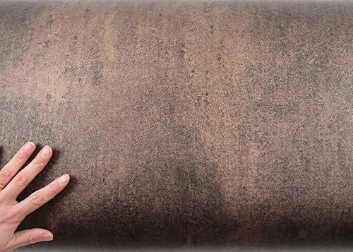 ROSEROSA Peel and Stick Rust Faux Metal Architectural Film Self-Adhesive Vinyl Film Wallpaper Door Wrap Counter Top Border Mirror Molding Trim MG265