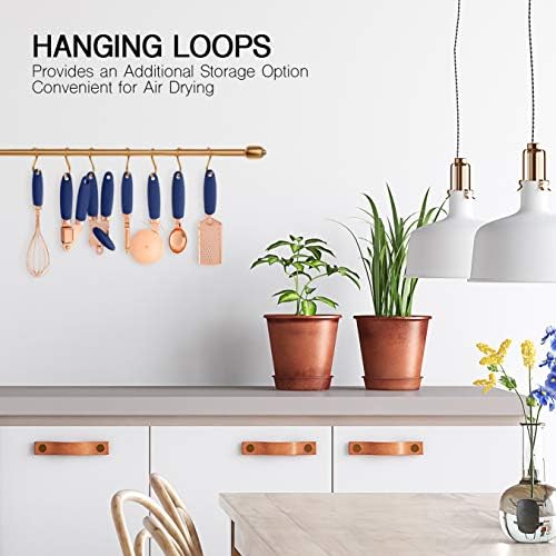 COOK WITH COLOR Kitchen Gadget Set Copper Plated Stainless Steel Utensils with Soft Touch Handles, Copper Navy, 7 Pieces