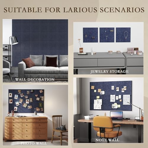 JBER Cork Board Alternative, 6 Pack 36" x 24" Felt Board, Starlight Blue