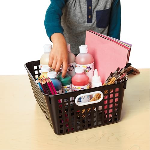 Really Good Stuff Large Plastic Book Baskets, 13.25" by 10" by 5.5"-12-Pack