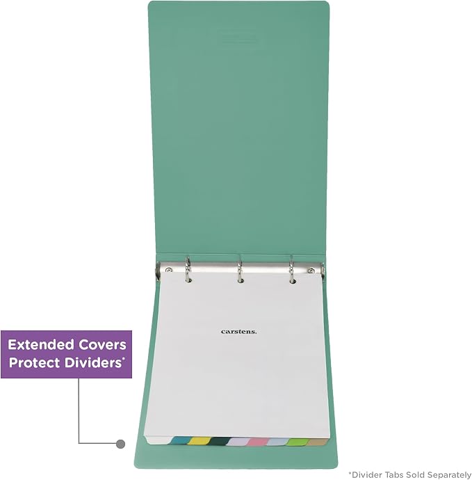 Carstens 2-Inch Heavy Duty 3-Ring Binder - Top Opening, Mint, Durable Plastic, Precision No-Gap Rings, Waterproof Cover, No Pockets, Holds 300 US Letter Sheets, BPA-Free, Made in USA (2877-3R)