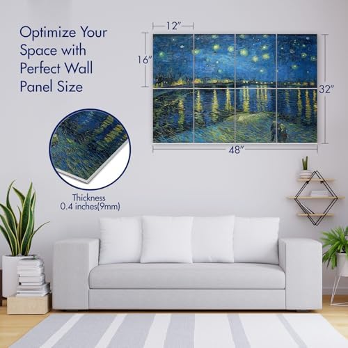 PINWELIFE® Masterpiece Acoustic Art Panels, 8-Pack 12"×16" Sound Absorbing Panels, Decorative Acoustic Wall Art, Noise and Echo Cancelling for Home Studio/Office, Nano Tape Included