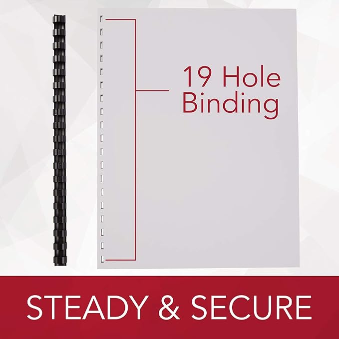 GBC Binding Spines / Spirals / Coils, 9/16", 105 Sheet Capacity, CombBind, Black, 100 Pack (4000080G)
