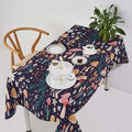 Retro Mushroom Tablecloth, Cartoon Forest Mushroom Florals Leaves Woodland Garden Table Cloth for Kitchen Dining Coffee Table Outdoor Party Decor 60x120in