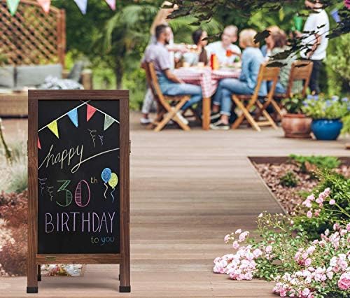 Arteza 40x20 Inch A-Frame Chalkboard Easel Set, Outdoor Chalkboard Sign with Chalk Sticks, Chalk Markers, Erasers, and Stencils, Standing Sign, Office Supplies for Businesses, Announcements & Events