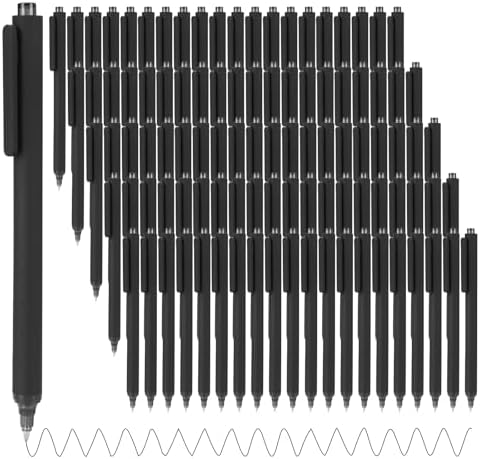 WY WENYUAN 100 Pcs Black Pens Bulk, 1.0mm Bold Point Quick Drying Ballpoint Pens, Retractable Bulk Pens for Smooth Writing, Ideal for School, Office, Journaling, Note Taking and Correction