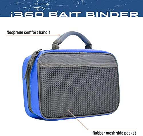 FROGG TOGGS Bait Binder, Fishing Tackle and Bait Storage, Salt Water Resistant Soft Sided Tackle Bag, Blue, i360
