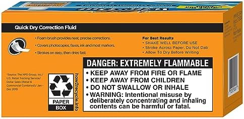 BIC Wite-Out Quick Dry Correction Fluid (pack of 12) | Quick Drying Formula for Fast Corrections, 12-Count Pack, Foam Brush for Precise Application, Reduced Dry Time
