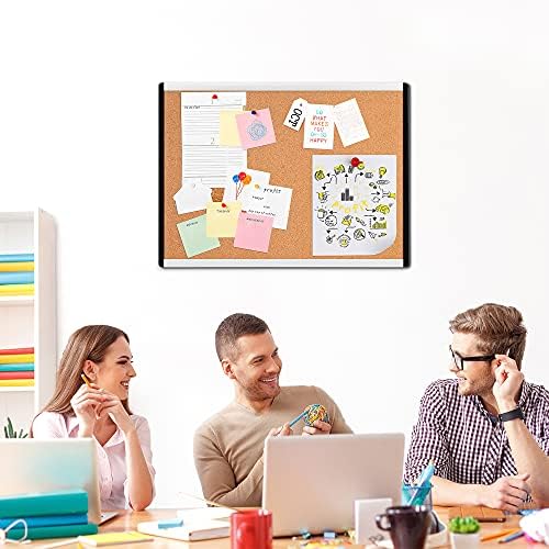 Amazon Basics Cork Bulletin Board, 17" x 23", Pin Board for Office & Home, Wall Organizer with Aluminum Frame, Lightweight, Easy to Install, 3-Pack