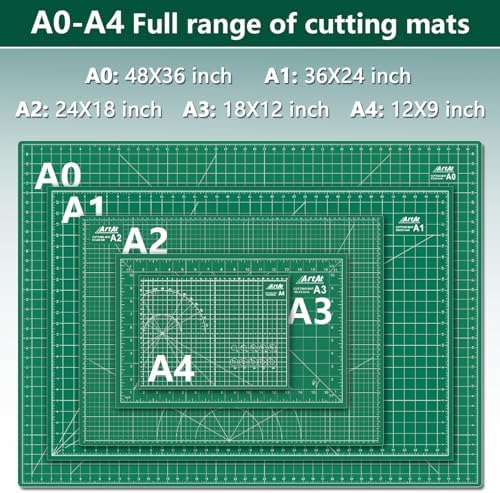 ArtAt Self Healing Cutting Mat: 24 x 36 inch Green Large 5-Ply Double-Sided Durable Non-Slip PVC Cutting Mat for Sewing Quilting Scrapbooking Art & Crafts projects…