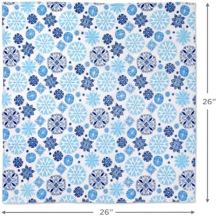 Hallmark 26" Reusable Fabric Holiday Gift Wrap (Blue Snowflakes on White)