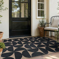 Lahome Semi Circle Front Porch Rug, Black 3x5 Easy Jute Outdoor Patio Rug