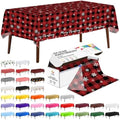 CXPSINC 54 Inch X 100 Feet Plastic Table Cover Roll Disposable Tablecloth with Slide Cutter for All Type/Shape Tables | Party, Banquet, Birthdays, Weddings(Red Checkered Snowflake, 100 Feet)