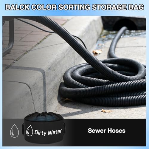 Nilight 1 Pack RV Sewer Hose Storage Bag Waterproof Black with Mesh Top