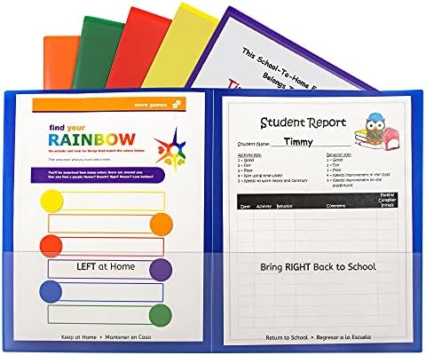 C-Line Classroom Connector School-to-Home Folders, Assorted Colors, 6 per Pack (32010)