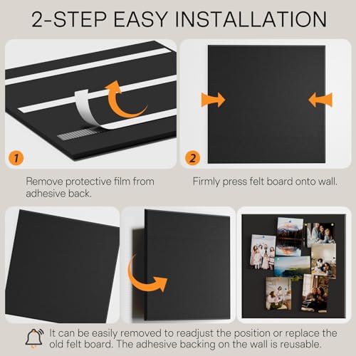 MaxGear Extra Large Bulletin Board 72" x 48", Black Felt Wall Tiles Pushpin