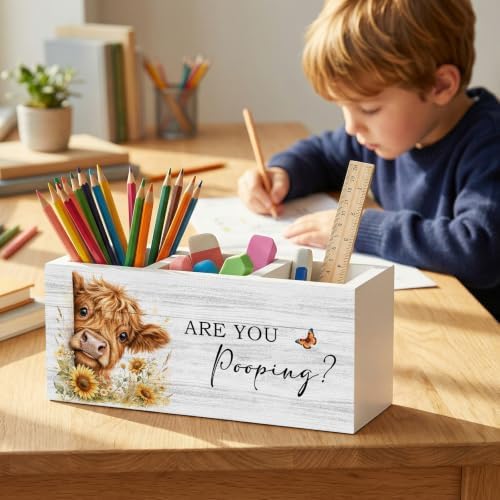 Funny Cute Highland Cow Pencil Pen Holder for Desk Organizer