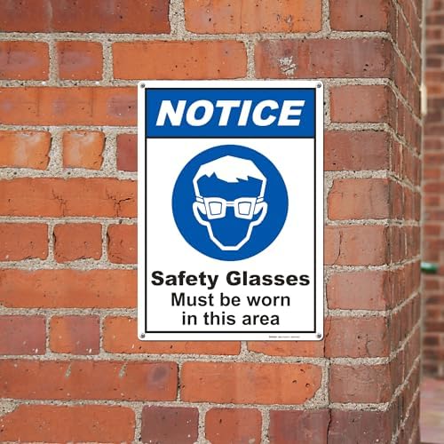 BRIMAR 10x14" Safety Glasses Must Be Worn Sign, .055" Polyethylene Plastic