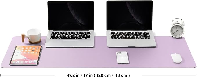 Large Cork Desk Mat - 47.2"x 17" Desk Pad for Office and Home - Ideal for Large Mouse Pad and Desk Mats on Top of Desks(Purple)