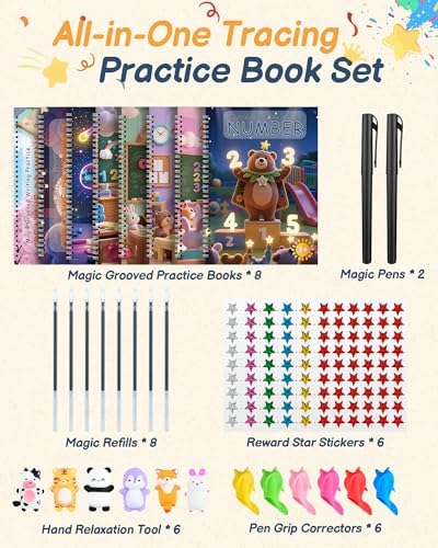 Motor Magic Happy Writer System - Grooved Writing Books for Kids 3-5