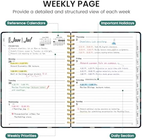 Planner 2026-2027, Jul 2026-Jun 2027 Academic Monthly & Weekly Planner | 6.3" x 8.5" Hardcover Pretty Calendar Planner for Women, Spiral Organizer for School Office Home Supplies, Midnight Aviary