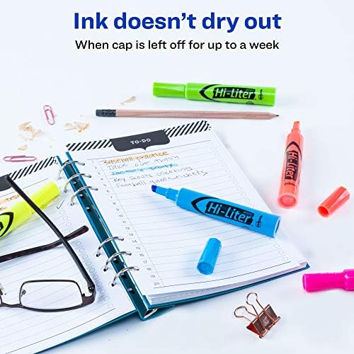 Avery Hi-Liter Desk-Style Highlighters, Smear Safe Ink, Chisel Tip is great for sketch book art, 12 Assorted Colors (98034)