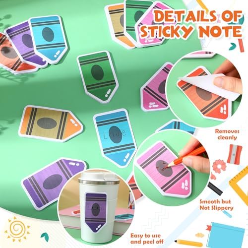 Crayon Sticky Notes Back to School Note Pads Gifts Supplies