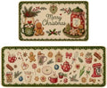 Baccessor Christmas Kitchen Rugs Set of 2 Gingerbread 17x29 and 17x47 Inch