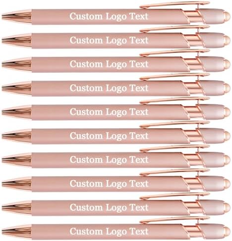 Personalized Pens Ballpoint with Stylus, Champagne 50 Pcs
