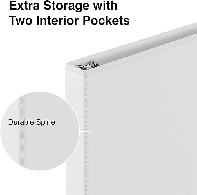 Staples Economy 1/2-inch 3-Ring View Binder, White, 3/Pack