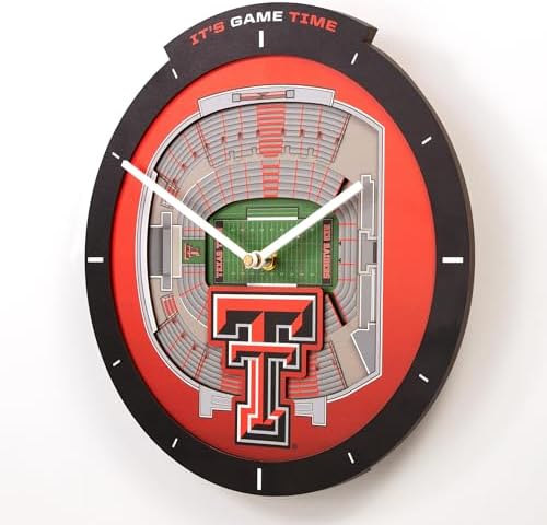 YouTheFan NCAA Texas Tech Red Raiders StadiumView 3D Wall Clock