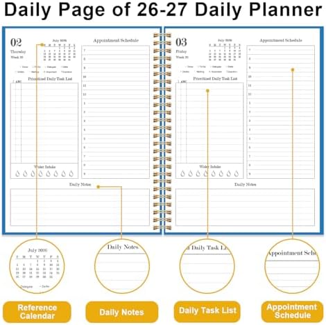 Daily Planner 2026-2027 - July 2026 to June 2027, 7" x 10", Blue